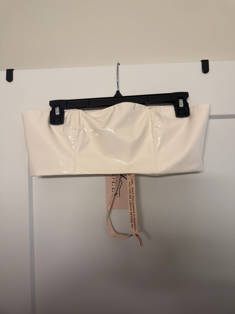 Oh Polly Cream Patent Bandeau Top